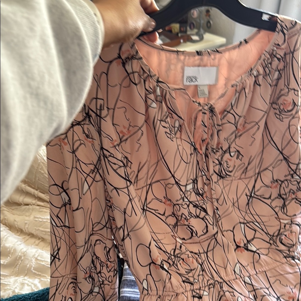 Nordstrom rack Abstract Print Midi Dress - Peach and Black